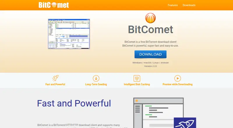 The BitComet homepage