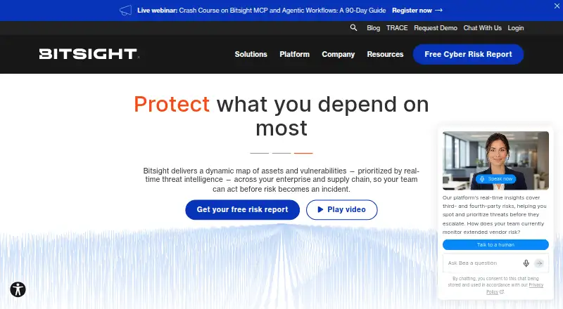 The Bitsight External Attack Surface Management homepage