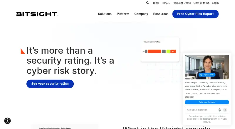 The Bitsight Security Ratings homepage