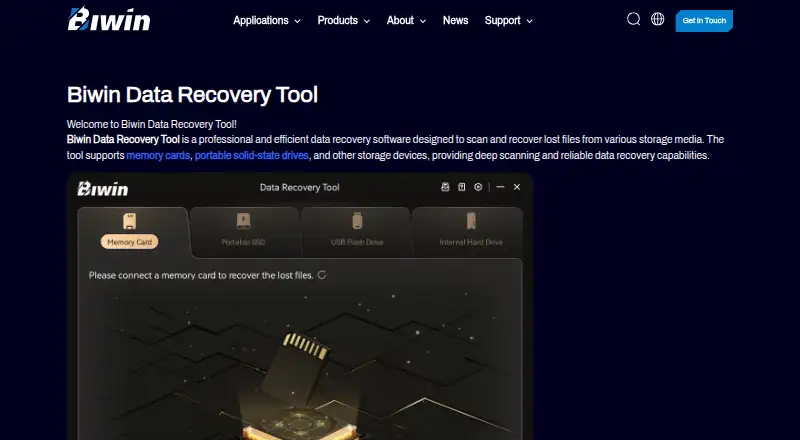 The Biwin Data Recovery Tool homepage