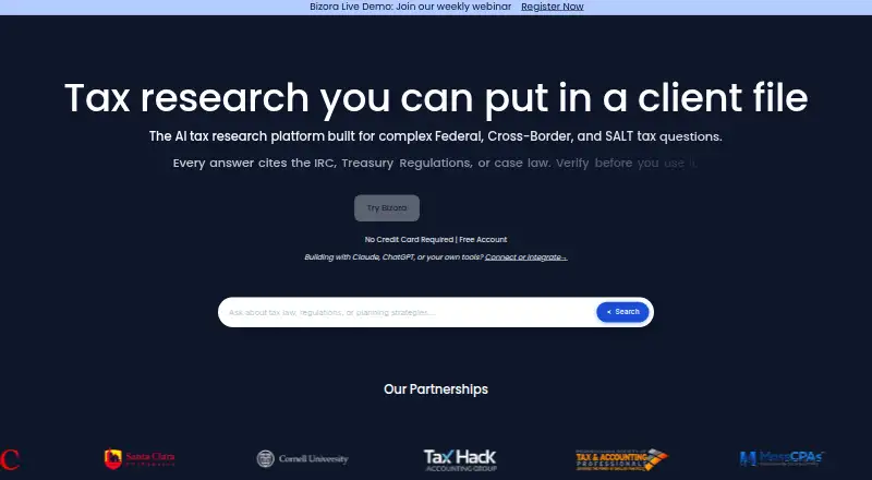 The Bizora AI homepage