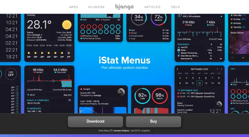 The iStat Menus homepage