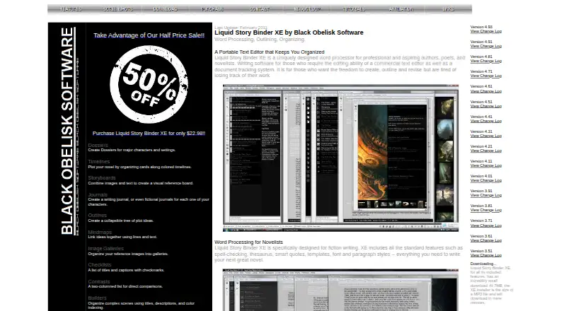 The Liquid Story Binder XE homepage