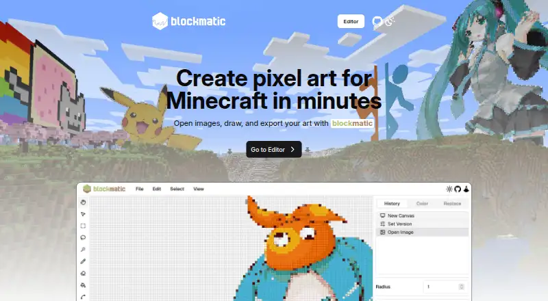 The Blockmatic homepage