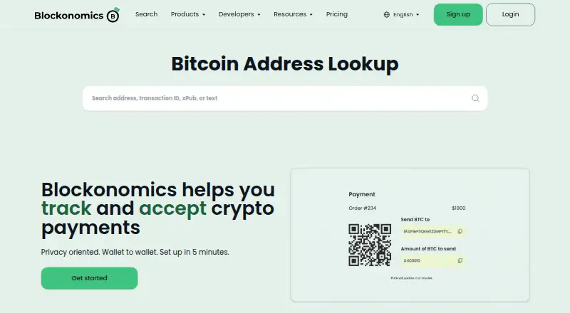 The Blockonomics homepage