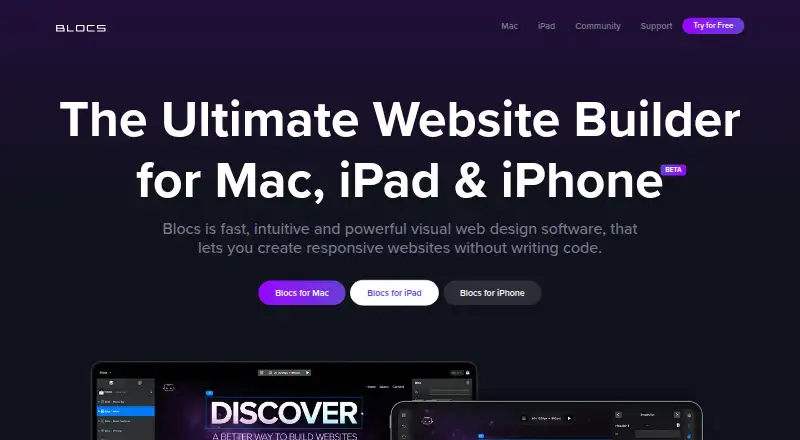 The Blocs homepage