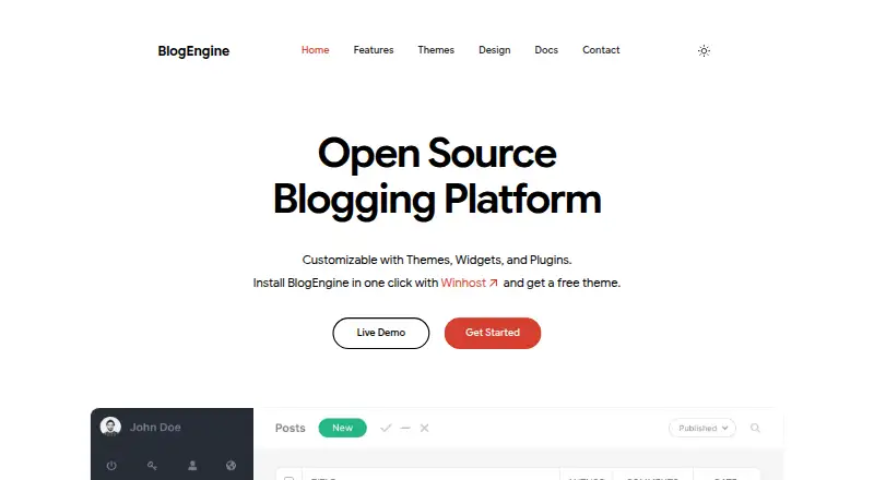 The BlogEngine.NET homepage