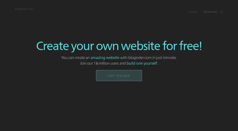 The Bloginder homepage