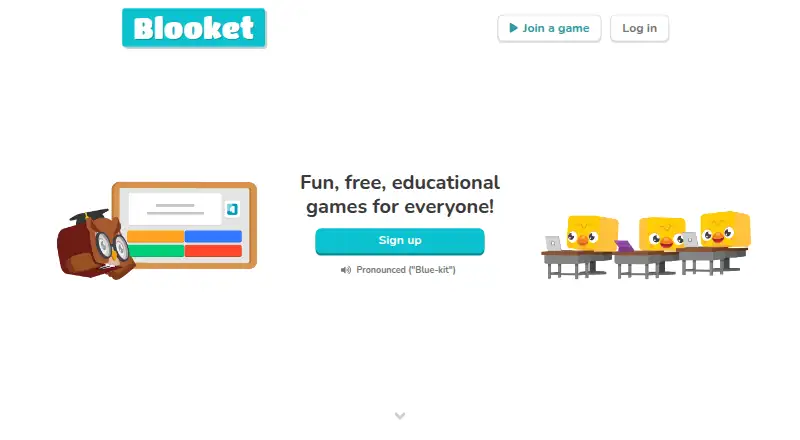 The Blooket homepage