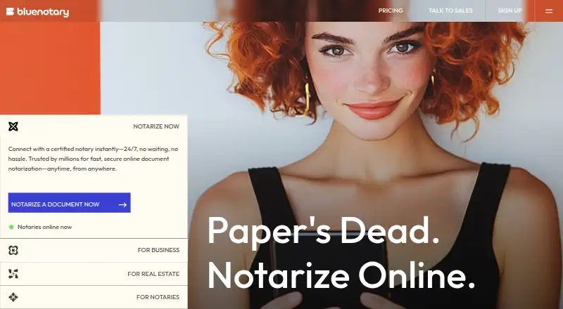 The BlueNotary homepage