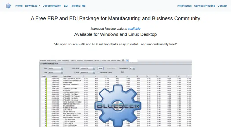 The BlueSeer ERP homepage