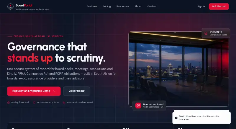 The BoardPortal homepage