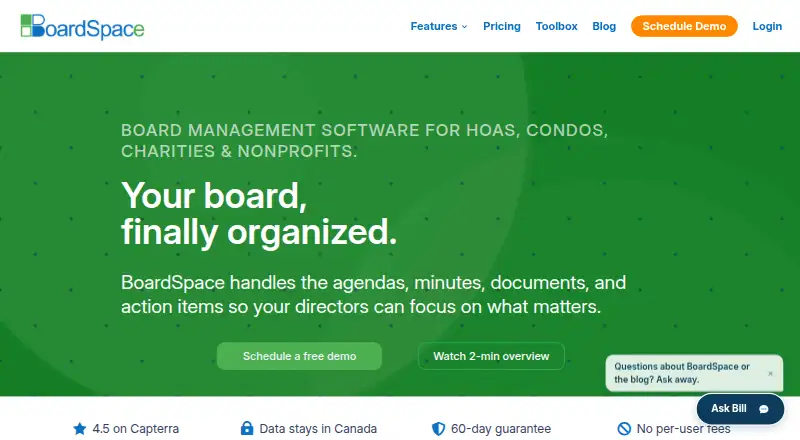 The BoardSpace homepage