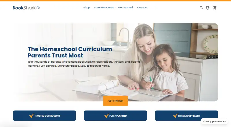 The BookShark homepage