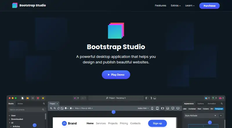 The Bootstrap Studio homepage