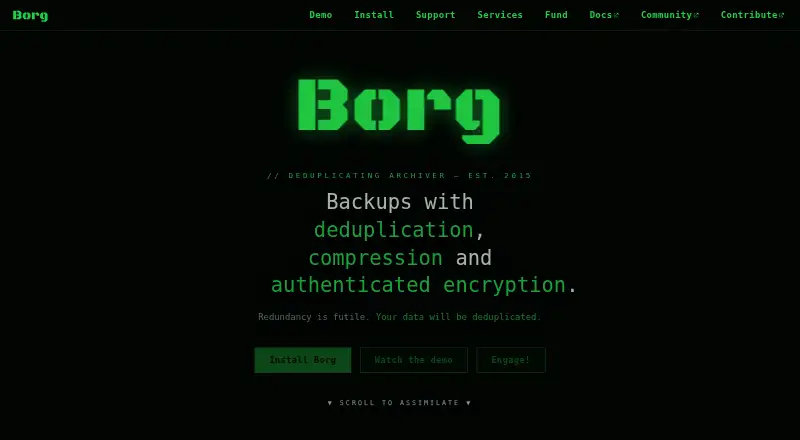 The BorgBackup homepage