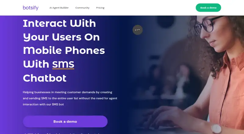 The Botsify SMS Chatbot homepage