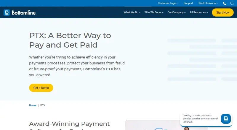 The Bottomline PTX homepage