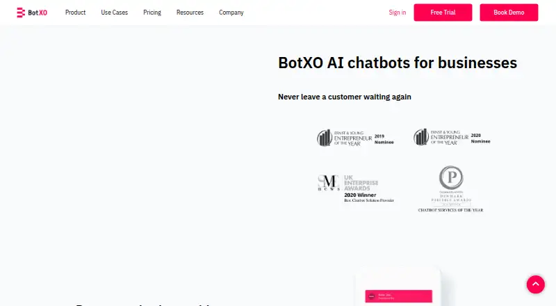 The BotXO homepage