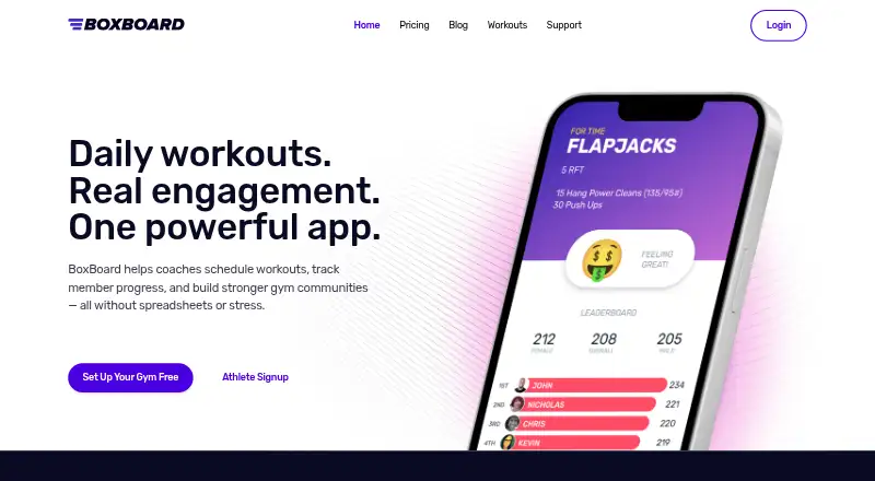 The BoxBoard homepage