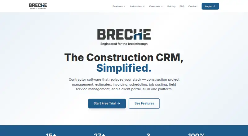 The Breche homepage