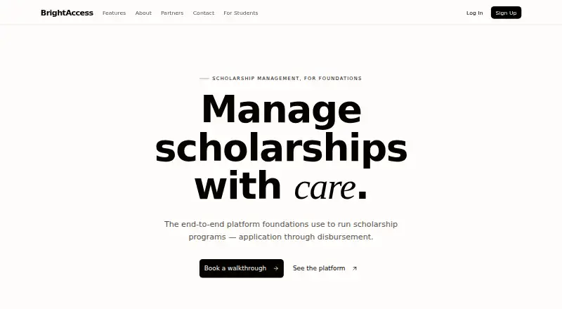 The BrightAccess homepage