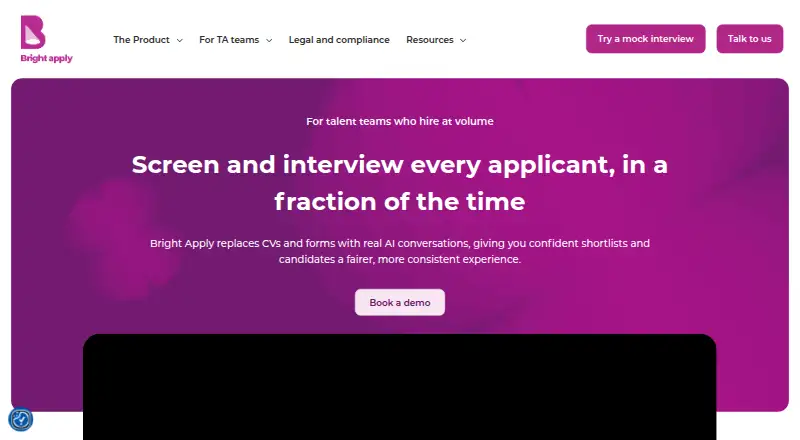 The Bright Apply homepage