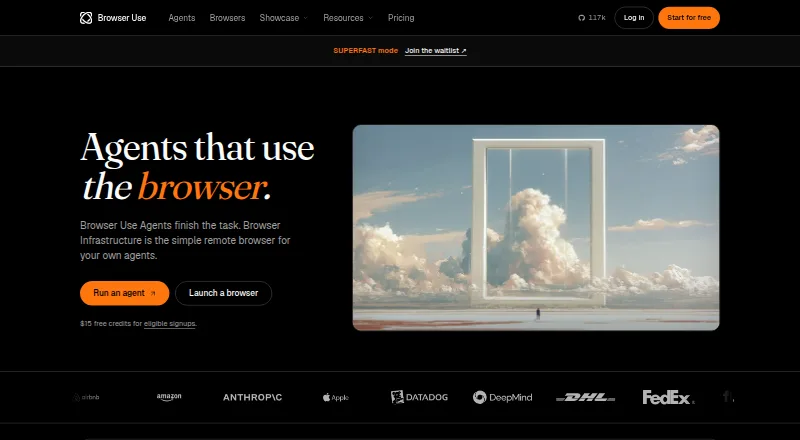 The Browser Use homepage