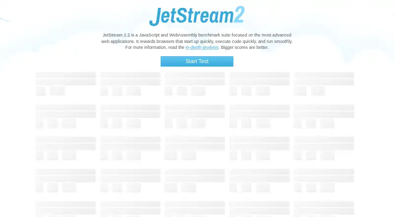 The JetStream 2 homepage