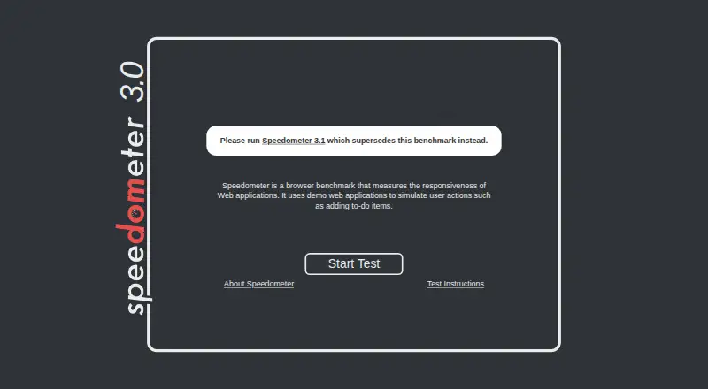 The Speedometer 3.0 homepage