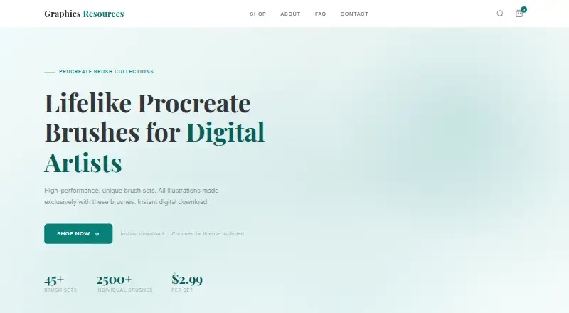 The BrushProcreate homepage