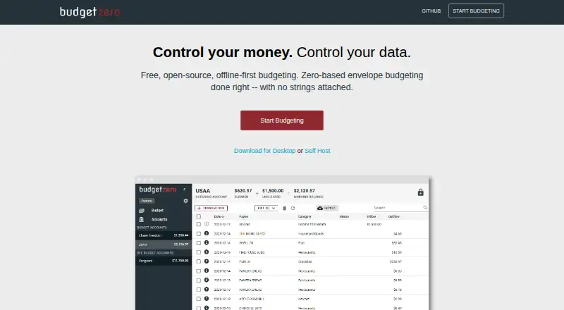 The budgetzero homepage