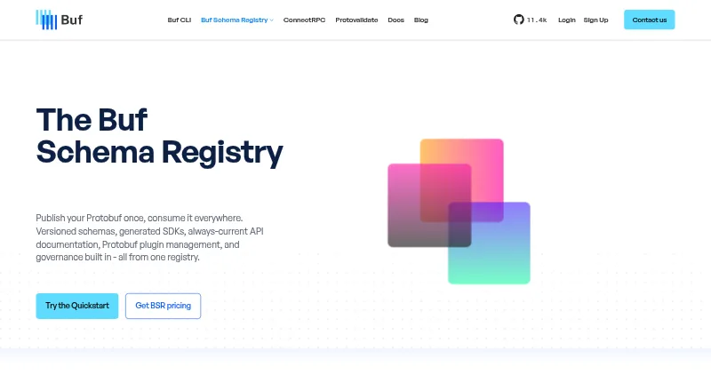 The Buf Schema Registry homepage