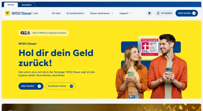 The WISO Steuer homepage