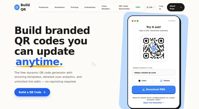 The Build QR homepage