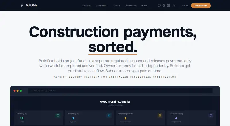 The BuildFair homepage