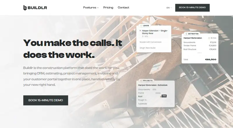 The Buildlr homepage