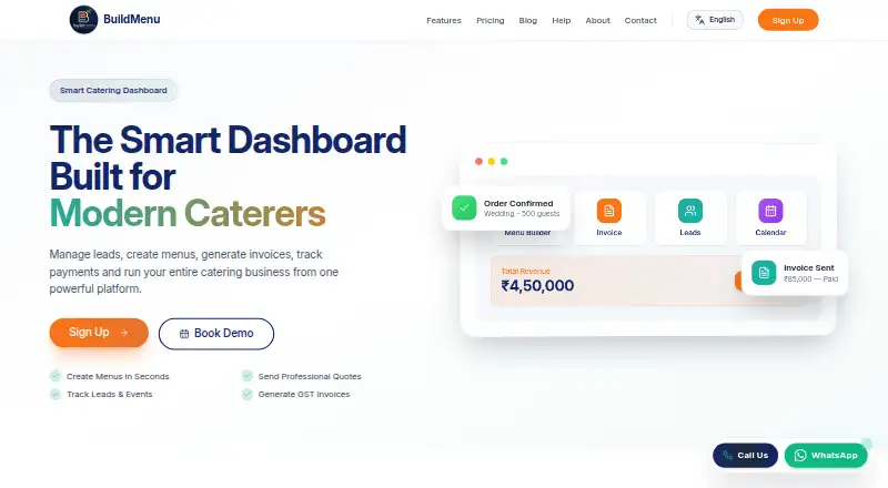 The BuildMenu homepage