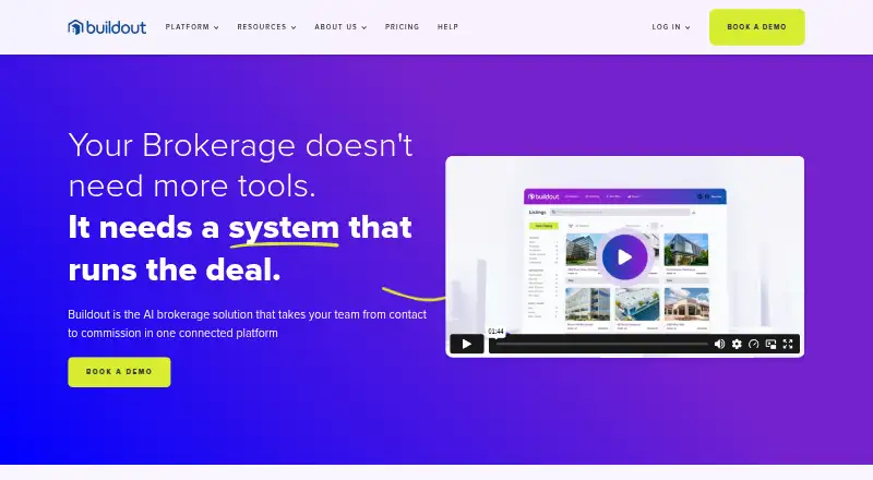 The Buildout CRM homepage