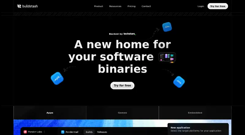 The Buildstash homepage