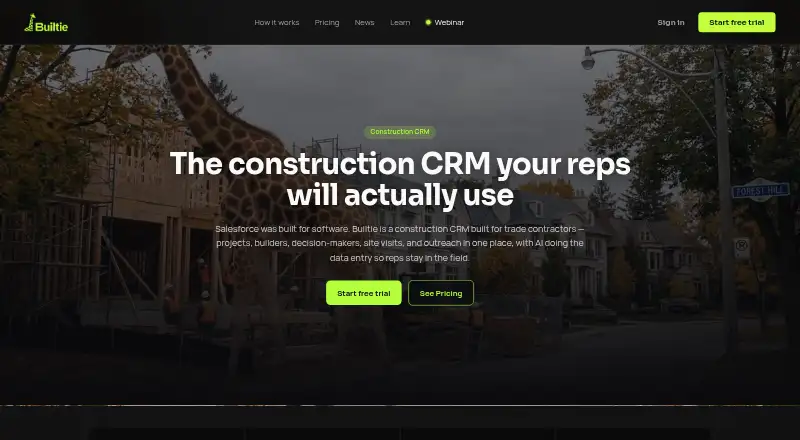 The Builtie homepage