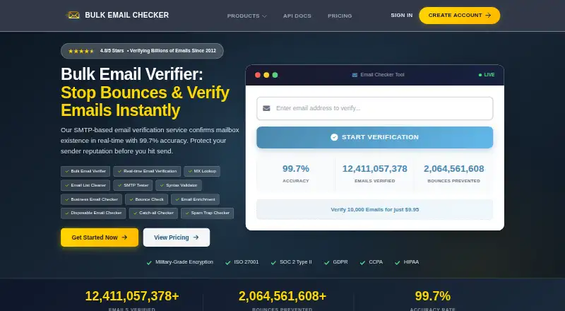The Bulk Email Checker homepage