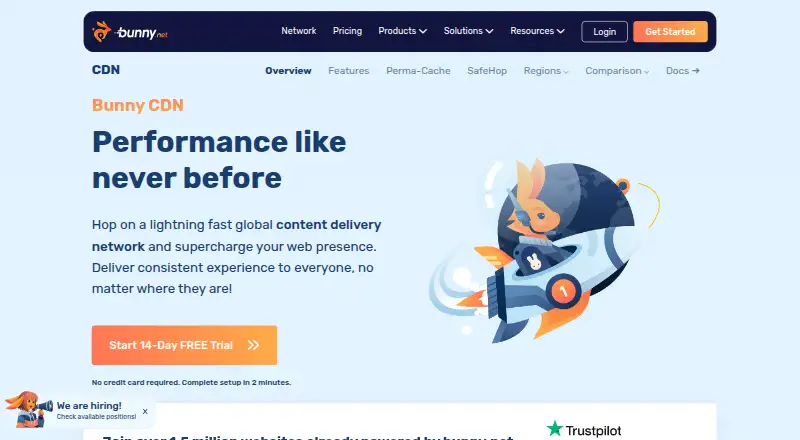 The Bunny CDN homepage