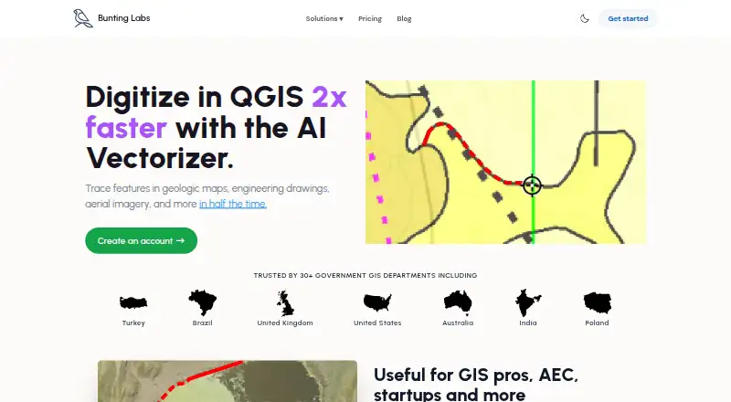 The Bunting Labs AI Vectorizer homepage