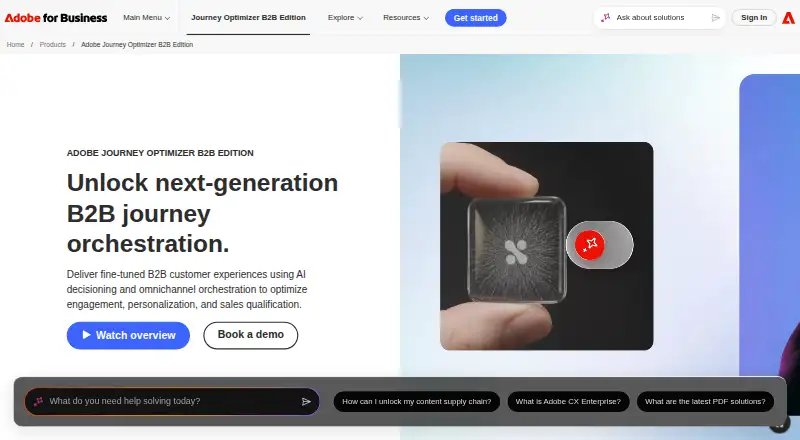 The Adobe Journey Optimizer B2B Edition homepage