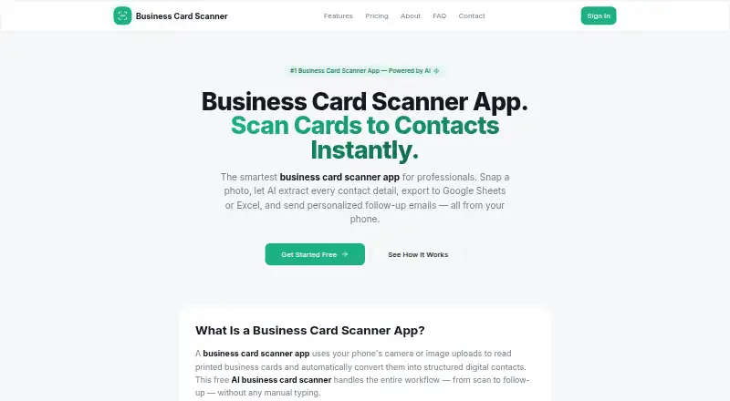 The BusinessCardScanner.app homepage