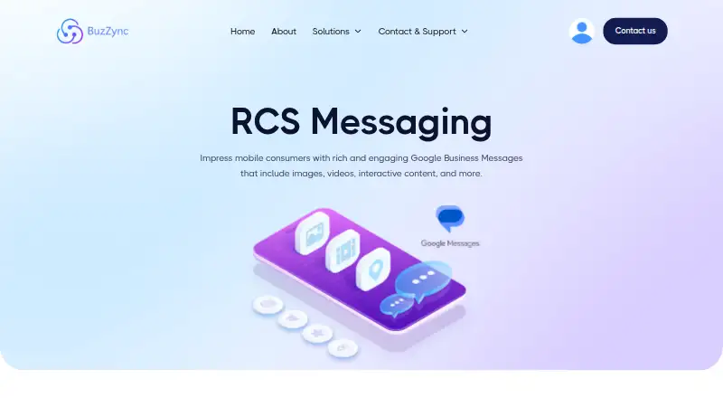 The BuzZync RCS Messaging homepage