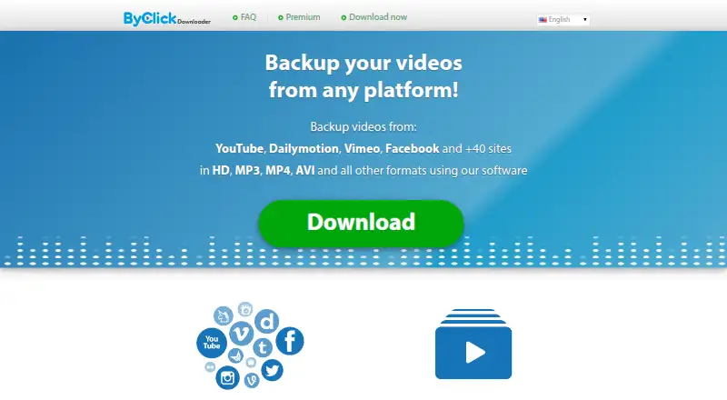 The By Click Downloader homepage