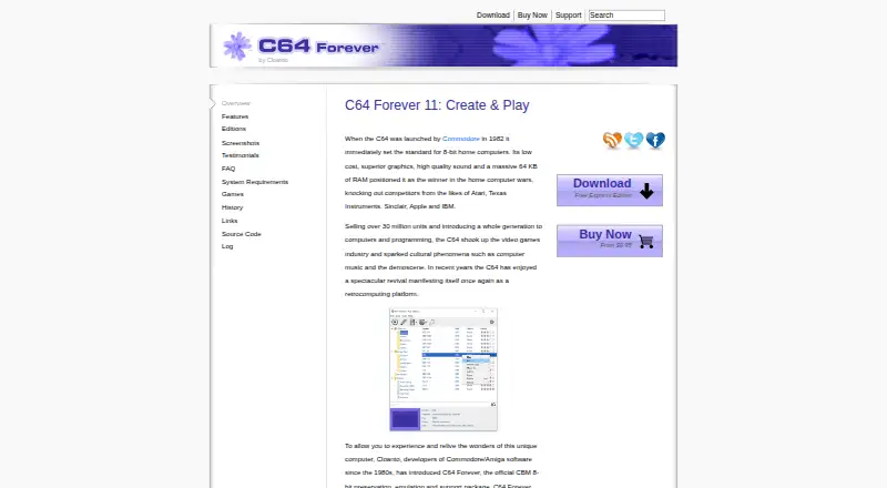 The C64 Forever homepage