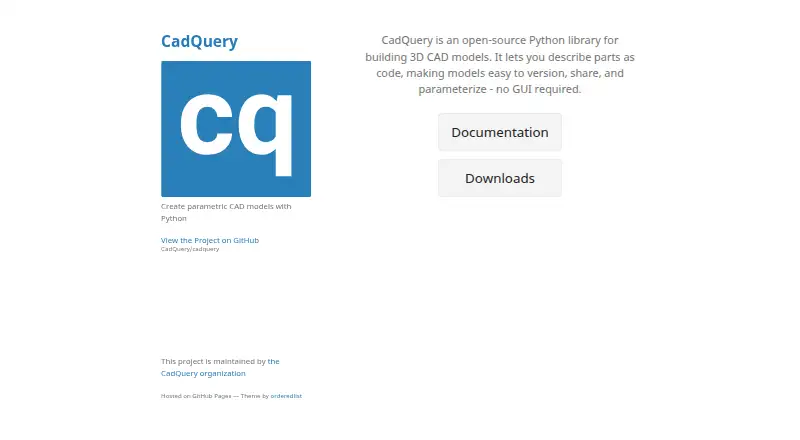 The CadQuery homepage